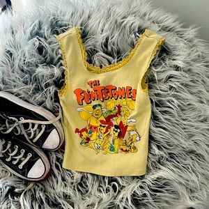 Vintage Yellow Flintstone Tank with Yellow lace